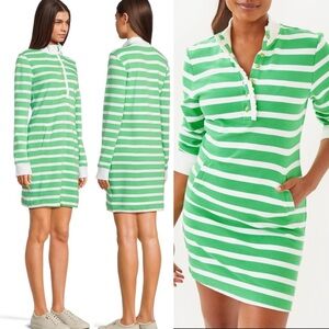 Lilly Pulitzer Evangeline Terry Dress Fauna Green Resort White Stripe, Large